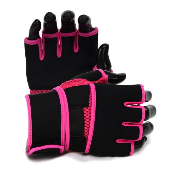 Gel Boxing MMA Kickboxing Cross Training Handwrap Gloves-BLK/PINK Gel Boxing MMA Kickboxing Cross Training Handwrap Gloves-BLK/PINK