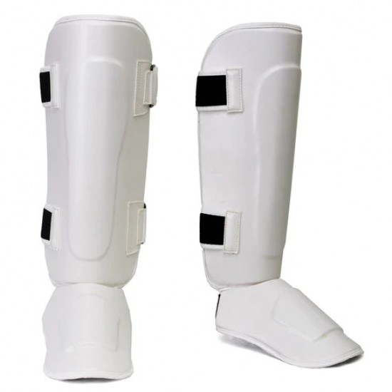 White Muay Thai Kickboxing Shin Guards KS 2424 White Muay Thai Kickboxing Shin Guards KS 2424