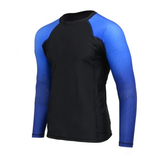 Men's Black and Blue Long Sleeve Compression Rash Guard Athletic Shirt- MMA, BJJ, Wrestling, Cross Training Men's Black and Blue Long Sleeve Compression Rash Guard Athletic Shirt- MMA, BJJ, Wrestling, Cross Training