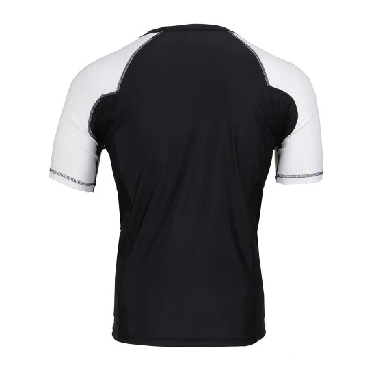 Men's Black and White Short Sleeve Compression Rash Guard Athletic Shirt- MMA, BJJ, Wrestling, Cross Training Men's Black and White Short Sleeve Compression Rash Guard Athletic Shirt- MMA, BJJ, Wrestling, Cross Training