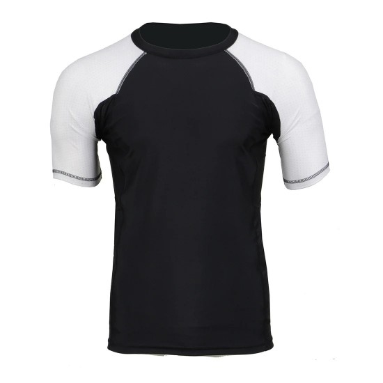 Men's Black and White Short Sleeve Compression Rash Guard Athletic Shirt- MMA, BJJ, Wrestling, Cross Training Men's Black and White Short Sleeve Compression Rash Guard Athletic Shirt- MMA, BJJ, Wrestling, Cross Training