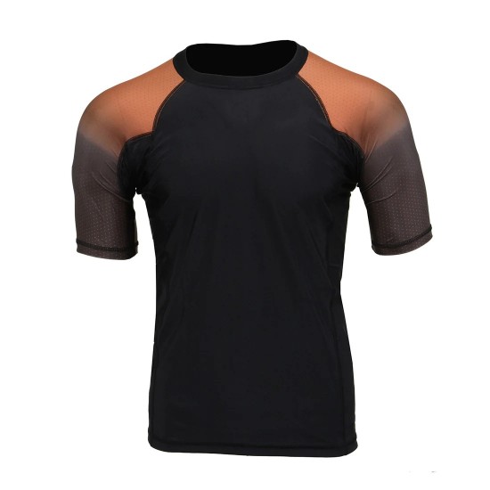 Men's Black and Brown Short Sleeve Compression Rash Guard Athletic Shirt- MMA, BJJ, Wrestling, Cross Training Men's Black and Brown Short Sleeve Compression Rash Guard Athletic Shirt- MMA, BJJ, Wrestling, Cross Training