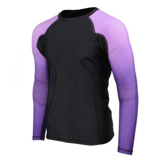 Men's Black and Purple Long Sleeve Compression Rash Guard Athletic Shirt- MMA, BJJ, Wrestling, Cross Training Men's Black and Purple Long Sleeve Compression Rash Guard Athletic Shirt- MMA, BJJ, Wrestling, Cross Training