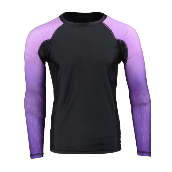 Men's Black and Purple Long Sleeve Compression Rash Guard Athletic Shirt- MMA, BJJ, Wrestling, Cross Training Men's Black and Purple Long Sleeve Compression Rash Guard Athletic Shirt- MMA, BJJ, Wrestling, Cross Training