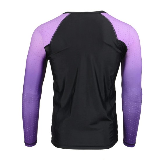 Men's Black and Purple Long Sleeve Compression Rash Guard Athletic Shirt- MMA, BJJ, Wrestling, Cross Training Men's Black and Purple Long Sleeve Compression Rash Guard Athletic Shirt- MMA, BJJ, Wrestling, Cross Training