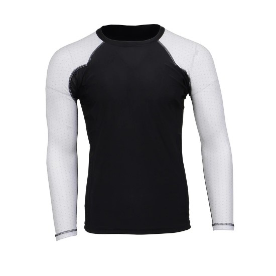 Men's Black and White Long Sleeve Compression Rash Guard Athletic Shirt- MMA, BJJ, Wrestling, Cross Training Men's Black and White Long Sleeve Compression Rash Guard Athletic Shirt- MMA, BJJ, Wrestling, Cross Training