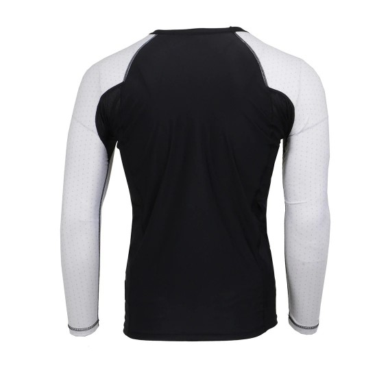 Men's Black and White Long Sleeve Compression Rash Guard Athletic Shirt- MMA, BJJ, Wrestling, Cross Training Men's Black and White Long Sleeve Compression Rash Guard Athletic Shirt- MMA, BJJ, Wrestling, Cross Training
