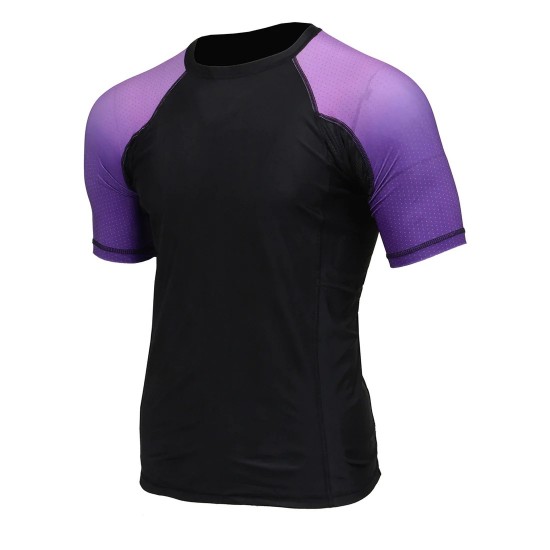 Men's Black and Purple Short Sleeve Compression Rash Guard Athletic Shirt- MMA, BJJ, Wrestling, Cross Training Men's Black and Purple Short Sleeve Compression Rash Guard Athletic Shirt- MMA, BJJ, Wrestling, Cross Training