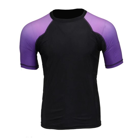 Men's Black and Purple Short Sleeve Compression Rash Guard Athletic Shirt- MMA, BJJ, Wrestling, Cross Training Men's Black and Purple Short Sleeve Compression Rash Guard Athletic Shirt- MMA, BJJ, Wrestling, Cross Training