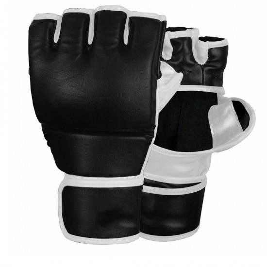 Black And White Half Finger MMA Boxing Gloves Black And White Half Finger MMA Boxing Gloves
