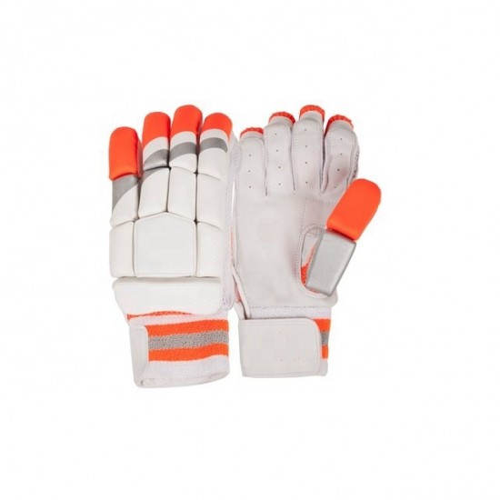 White and Orange HardBall Batting Gloves White and Orange HardBall Batting Gloves
