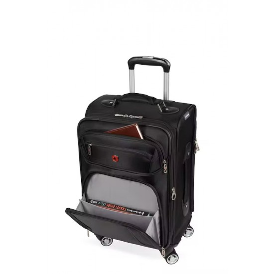 Expandable Laptop Carry On Spinner Luggage - Black Expandable Laptop Carry On Spinner Luggage - Black