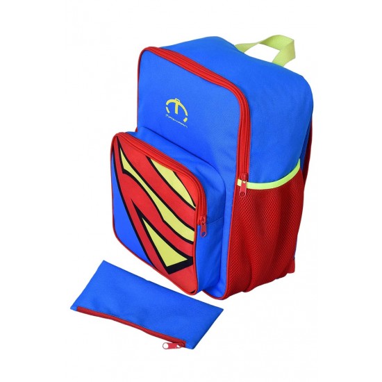 Superman School Bags For Kids with Detachable Pencil Case Pocket - Blue Superman School Bags For Kids with Detachable Pencil Case Pocket - Blue