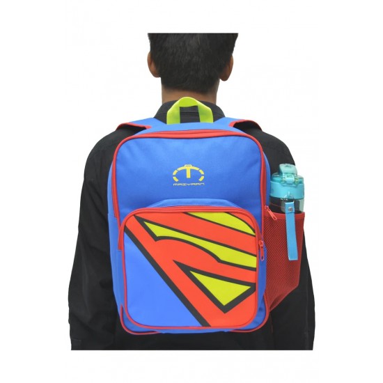 Superman School Bags For Kids with Detachable Pencil Case Pocket - Blue Superman School Bags For Kids with Detachable Pencil Case Pocket - Blue