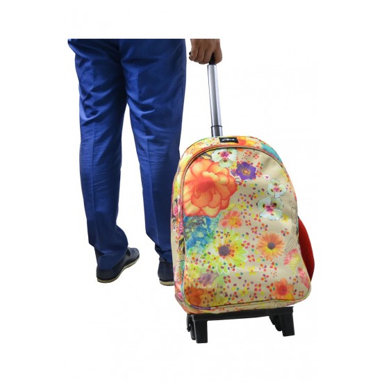 3 IN 1 MULTICOLOR FLOWER SCHOOL TROLLEY BAG [TROLLEY BAG + LUNCH BOX + GEOMETRY POUCH]- CLASS 8 to 10