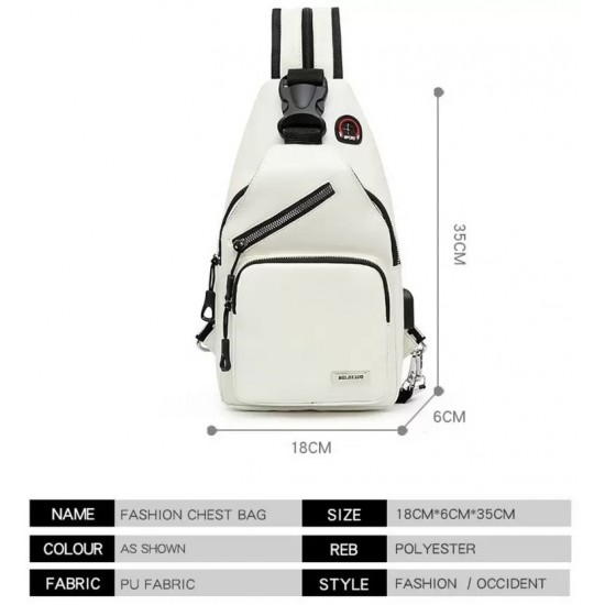 4.6 L Backpack Trendy Stylish Earphone USB Port Chest Crossbody Spacious Travel College (White) 4.6 L Backpack Trendy Stylish Earphone USB Port Chest Crossbody Spacious Travel College (White)