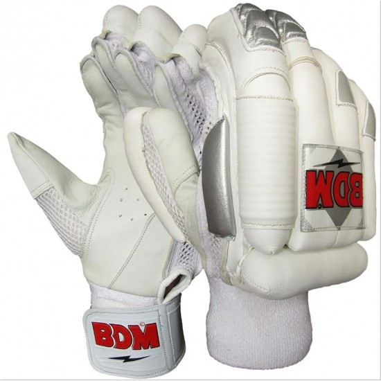 BDM Admiral Super Test Or All White Batting Gloves White BDM Admiral Super Test Or All White Batting Gloves White