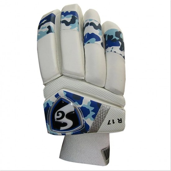 SG R17 Cricket Batting Gloves White and Blue RH SG R17 Cricket Batting Gloves White and Blue RH