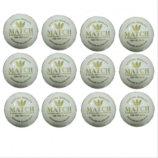 Aj Match White Cricket Ball Set of 12 Ball Aj Match White Cricket Ball Set of 12 Ball