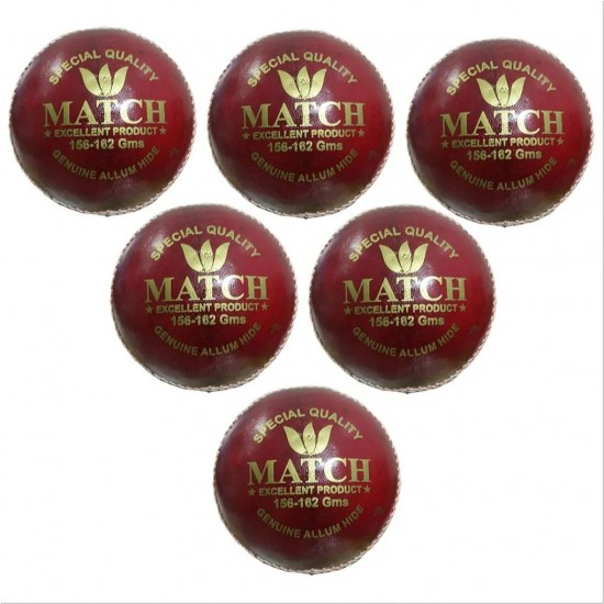 Match Cricket HardBall Set of 6 Ball Red Match Cricket HardBall Set of 6 Ball Red