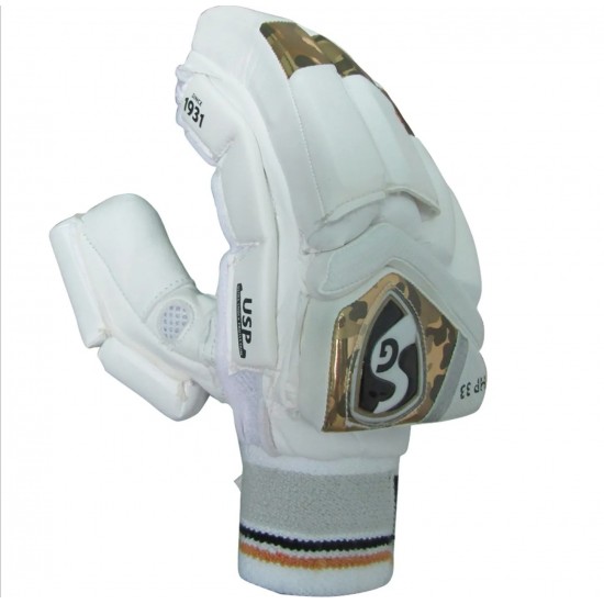 SG HP 33 Cricket Batting Gloves white and Gold SG HP 33 Cricket Batting Gloves white and Gold