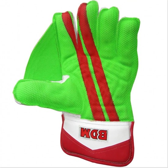 BDM Aero Dynamic Cricket Wicket keeping Gloves Red White and Green BDM Aero Dynamic Cricket Wicket keeping Gloves Red White and Green