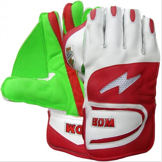 BDM Aero Dynamic Cricket Wicket keeping Gloves Red White and Green BDM Aero Dynamic Cricket Wicket keeping Gloves Red White and Green