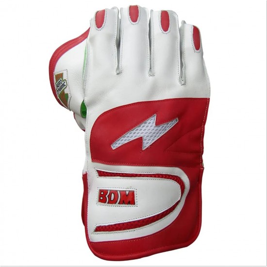 BDM Aero Dynamic Cricket Wicket keeping Gloves Red White and Green BDM Aero Dynamic Cricket Wicket keeping Gloves Red White and Green