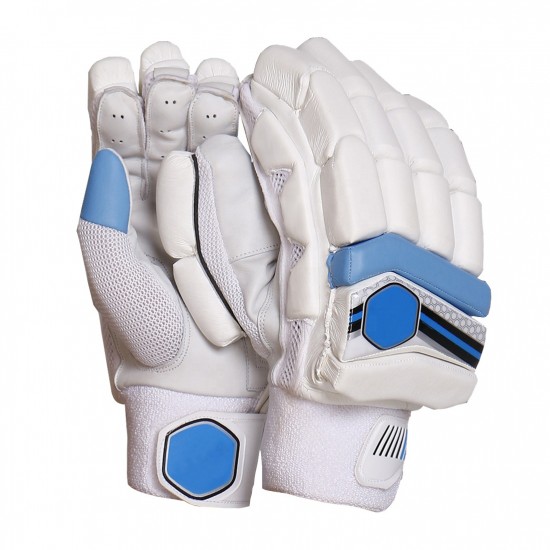 White and Light Blue HardBall Batting Gloves KS 4479 White and Light Blue HardBall Batting Gloves KS 4479