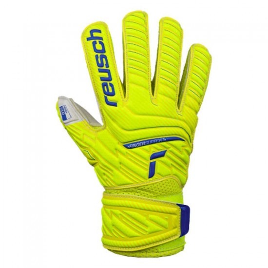 Reusch Attrakt Solid Finger Support Junior Goalkeeping Gloves Yellow 4 Reusch Attrakt Solid Finger Support Junior Goalkeeping Gloves Yellow 4